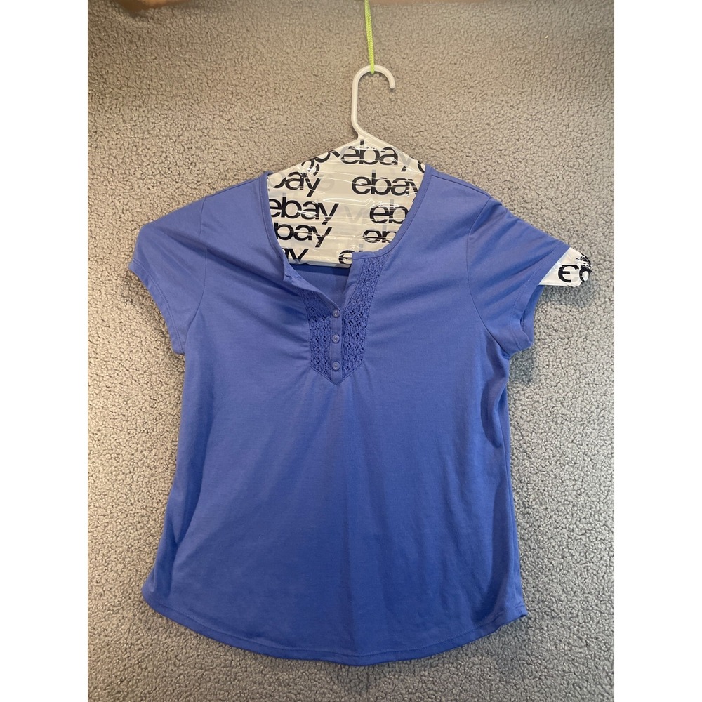 Adonna Sleepwear Top Short Sleeve Soft, Blue Size M